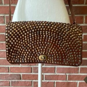 Moroccan Handcrafted Studded Genuine  Leather Crossbody Shoulder Bag Clutch NWOT
